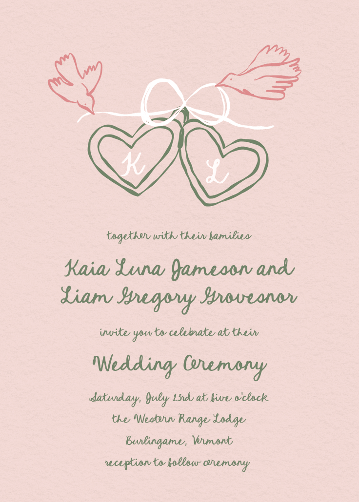 Locket initials - wedding invitation
