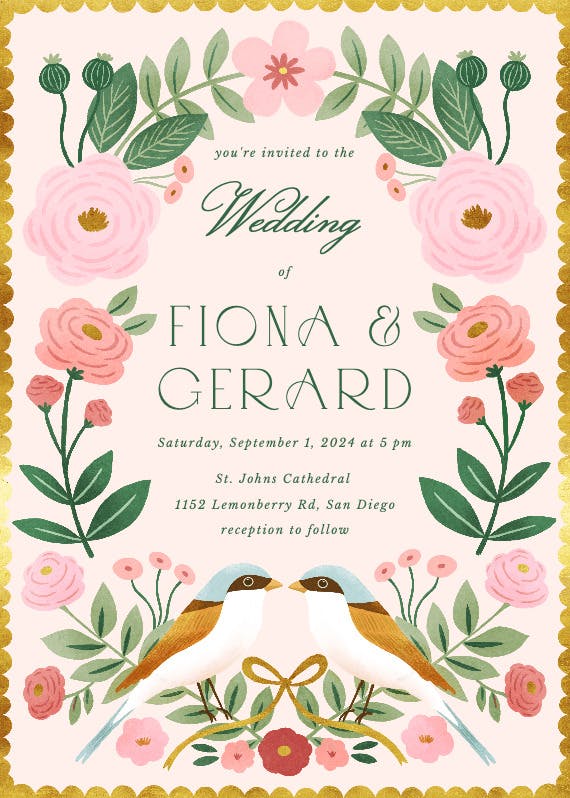 Love birds - wedding invitation