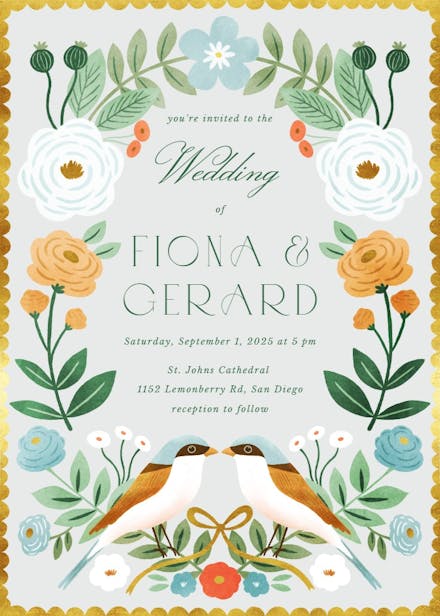 Love birds - wedding invitation