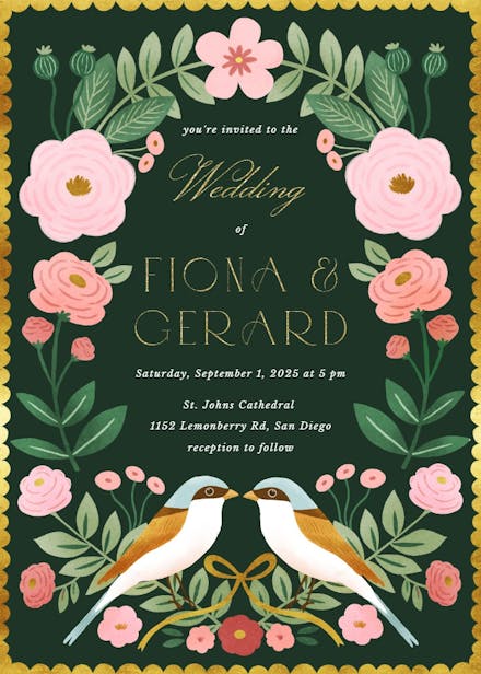 Love birds - wedding invitation