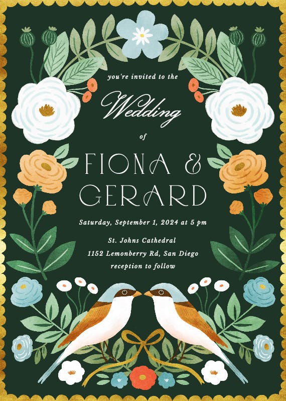 Love birds -  invitación de boda