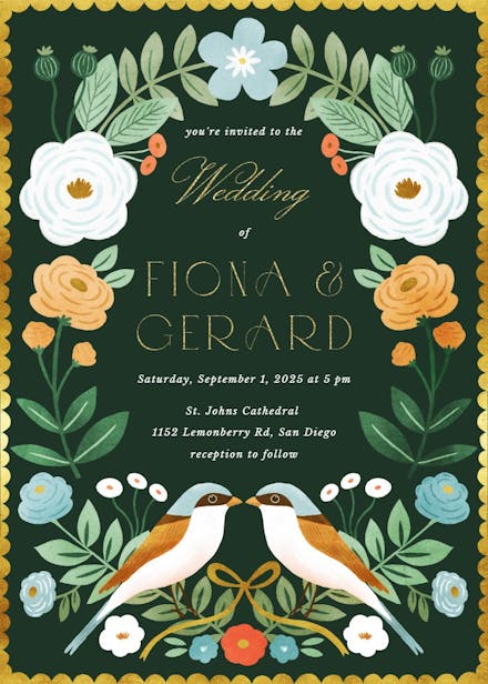 Love birds - wedding invitation