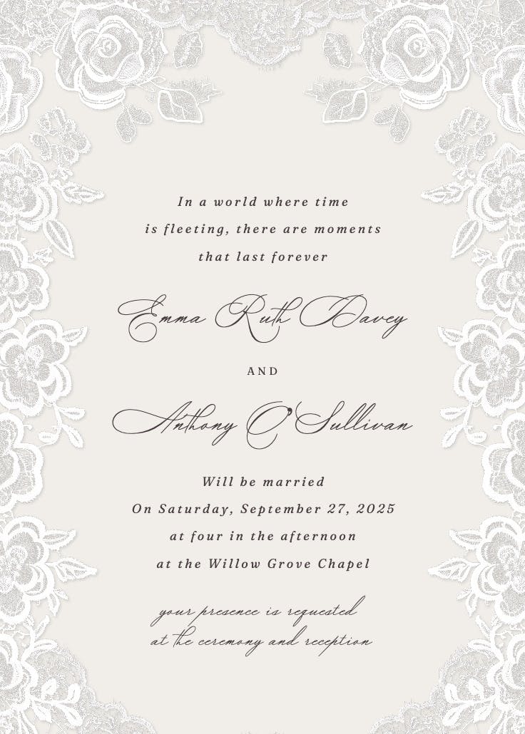 Lovely in lace - wedding invitation