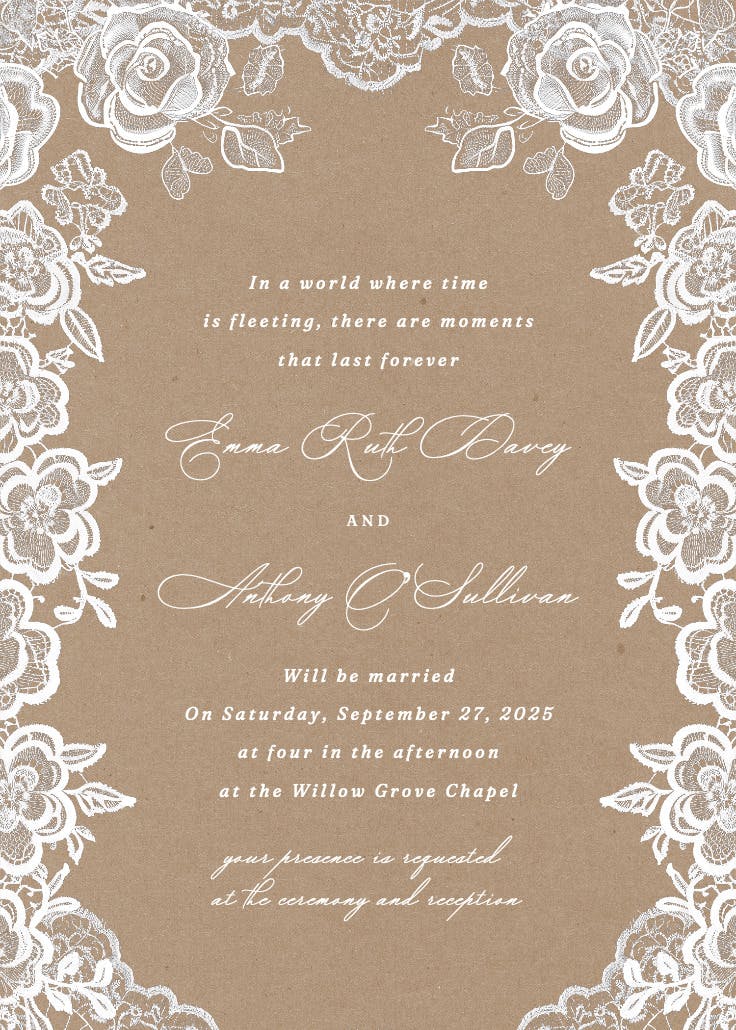 Lovely in lace - wedding invitation