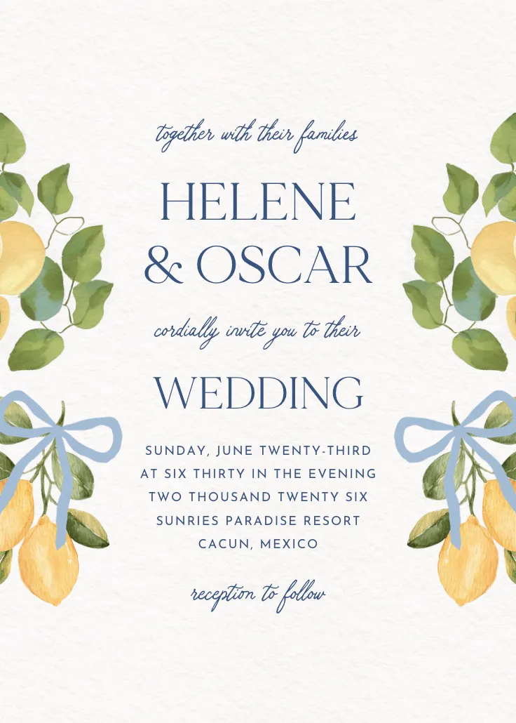 Lovely lemons - trouwuitnodiging