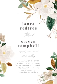 Magnolia blooms - wedding invitation