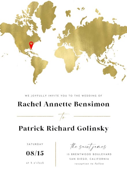 Map of love - wedding invitation