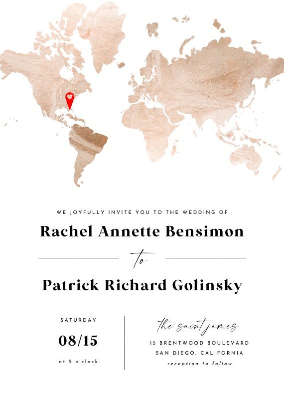 Map of love - wedding invitation