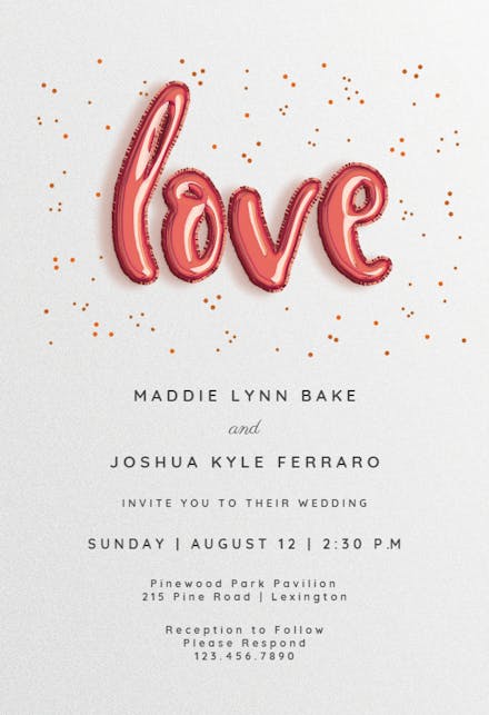 Marry balloons - wedding invitation