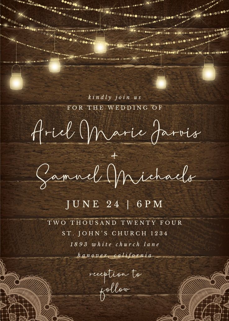 Mason jars lights - Wedding Invitation Template | Greetings Island