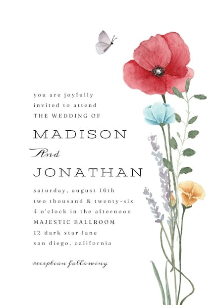 Meadow bouquet - wedding invitation