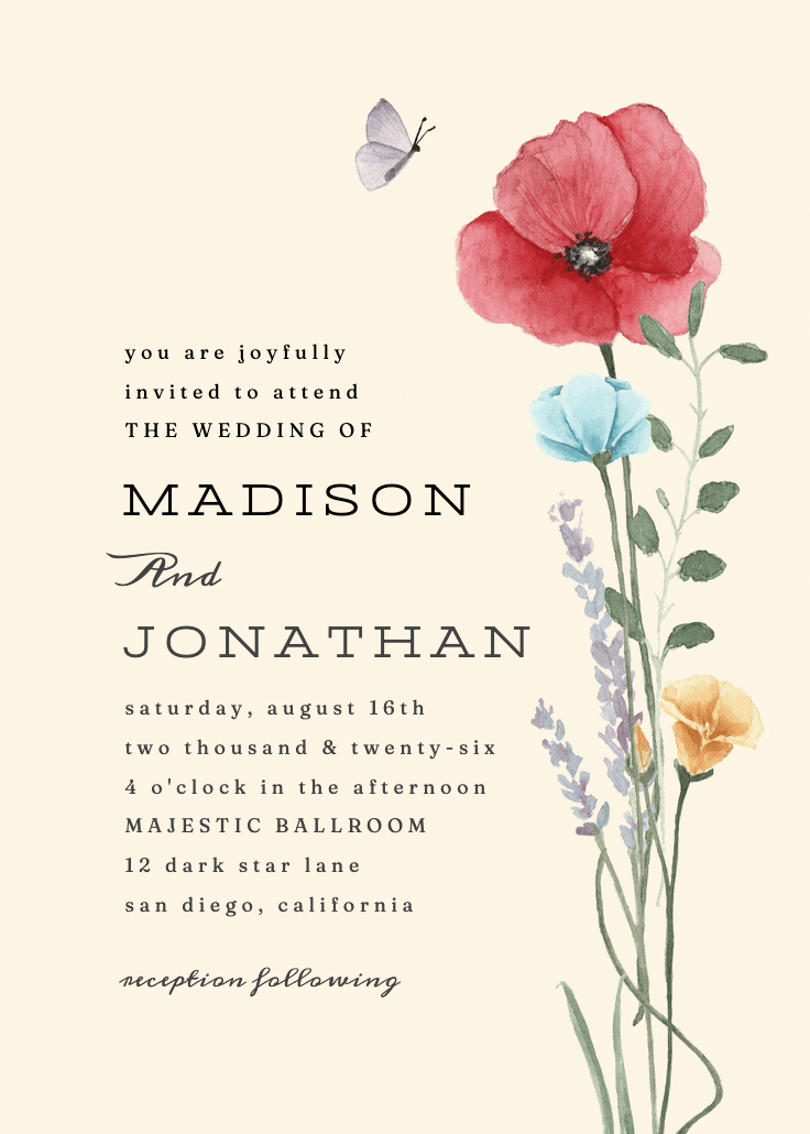 Meadow bouquet - wedding invitation