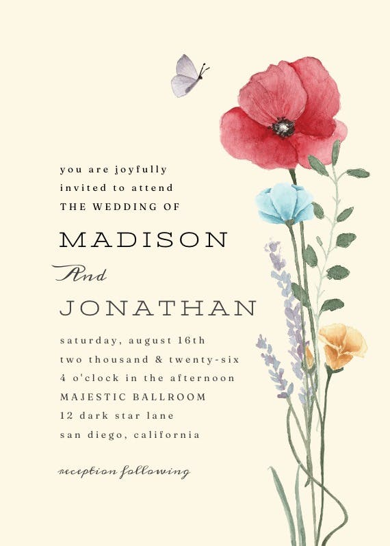 Meadow bouquet - wedding invitation