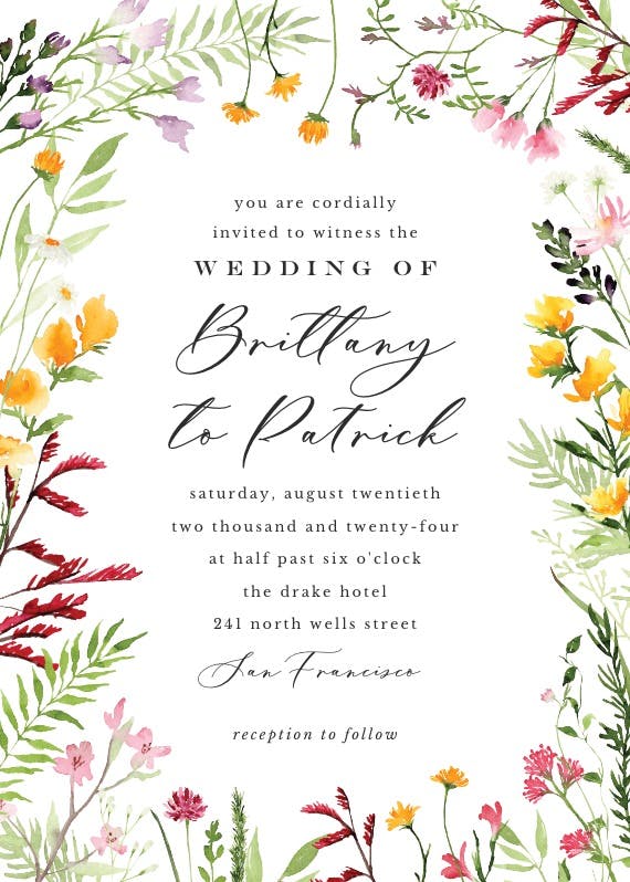 Meadow flowers - wedding invitation