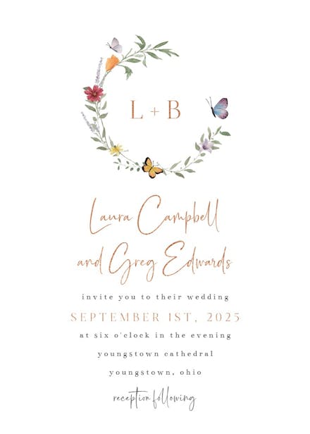 Meadow monogram - wedding invitation
