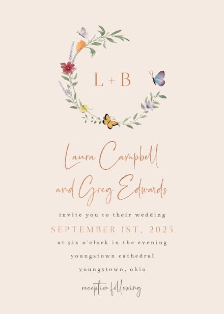 Meadow monogram - wedding invitation