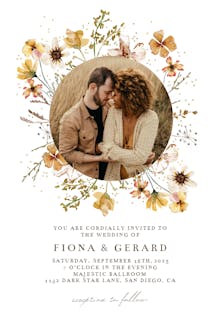 Meadow Yellow Flowers Wreath - Wedding Invitation
