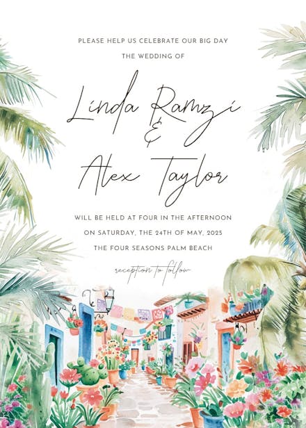 Mexican scenery - wedding invitation
