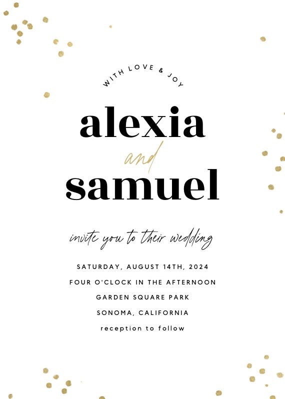 Minimal confetti - wedding invitation