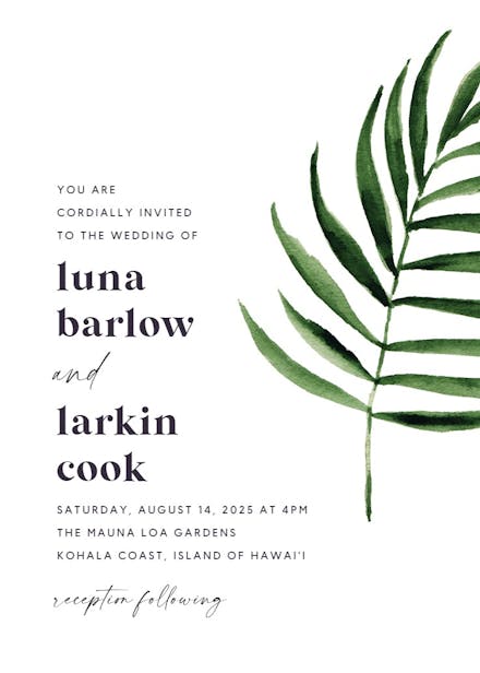 Minimal leaves - invitación de boda