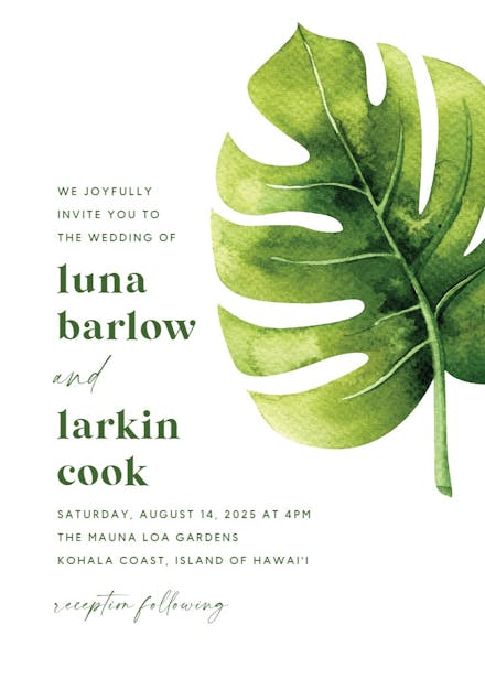 Minimal leaves - wedding invitation