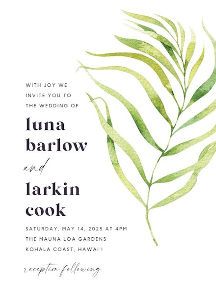 Minimal leaves - wedding invitation