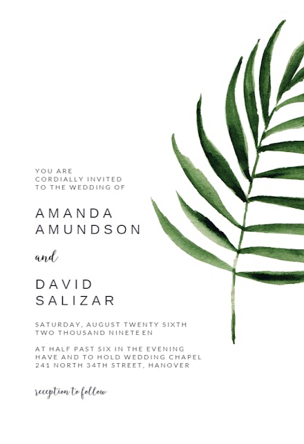 Minimal Leaves - Wedding Invitation