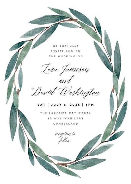 Modern leaves - wedding invitation