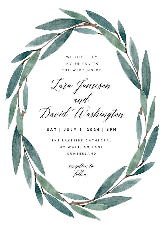 Modern leaves - wedding invitation