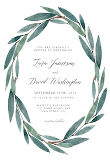 Modern leaves - wedding invitation