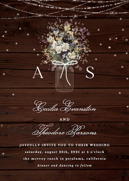 Monogram wood - wedding invitation