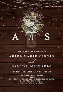 Monogram wood - wedding invitation