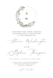 Monogram wreath - wedding invitation