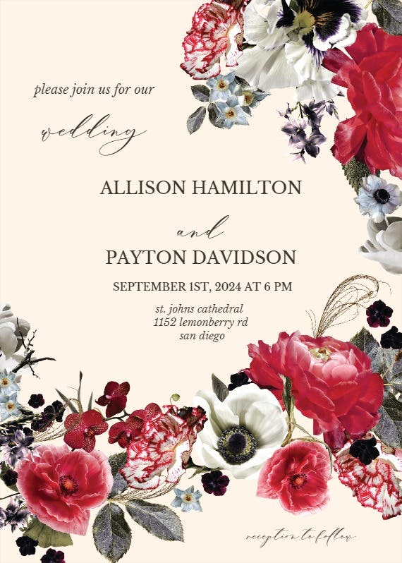 Moody floral - wedding invitation
