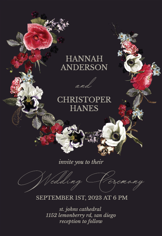 Sunflowers and Blue Wreath - Wedding Invitation Template | Greetings Island