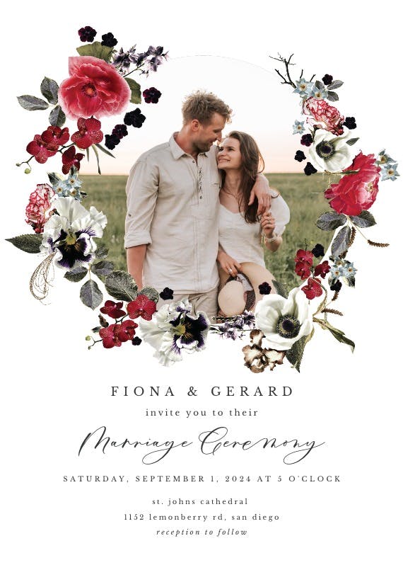 Moody flowers - wedding invitation