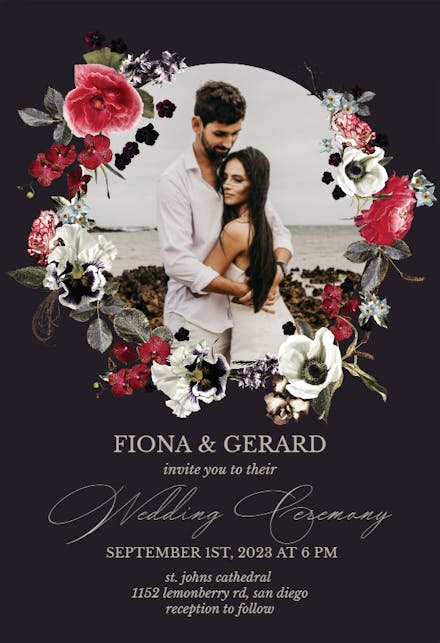 Moody Flowers - Wedding Invitation Template 