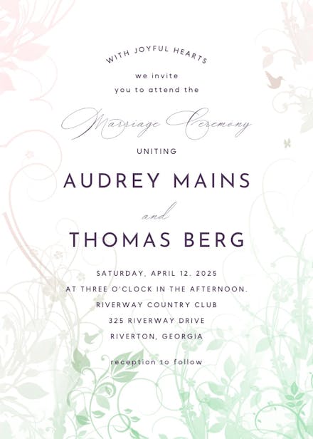 Muted floral - wedding invitation