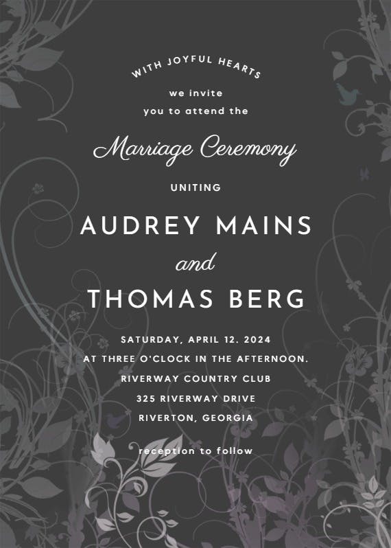Muted floral - wedding invitation