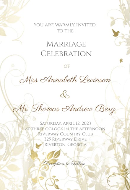 Muted Floral - Wedding Invitation Template (Free) | Greetings Island