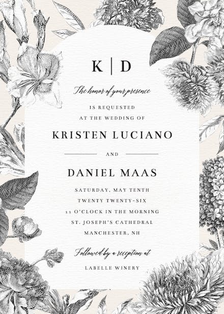 Timeless floral elegance - wedding invitation