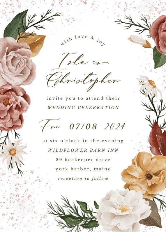 Nocturnal Flowers - Wedding Invitation Template | Greetings Island