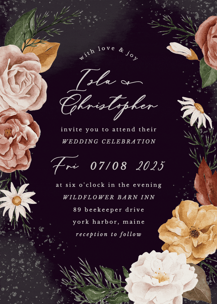 Nocturnal flowers - wedding invitation