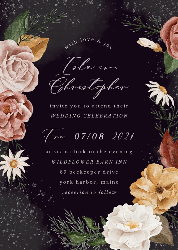 Nocturnal Flowers - Wedding Invitation Template | Greetings Island