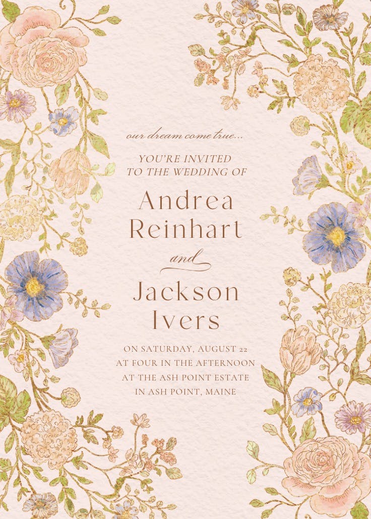 Nouveau florals - wedding invitation