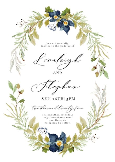 Oak and berry - wedding invitation