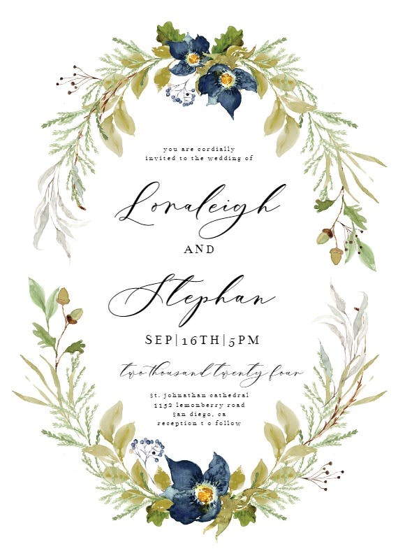 Oak and berry - wedding invitation