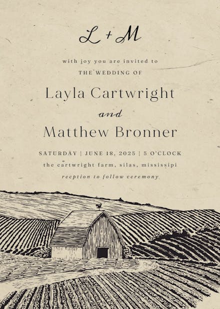 Old barn - wedding invitation