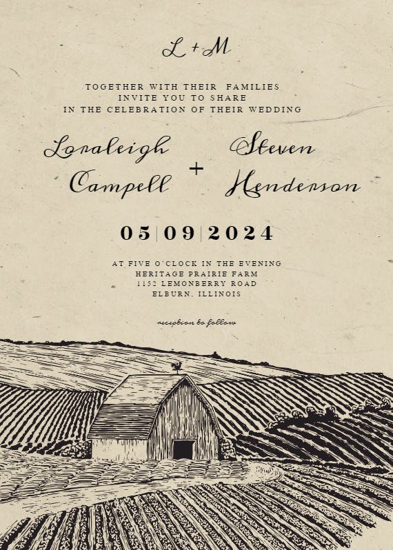 Old barn - wedding invitation