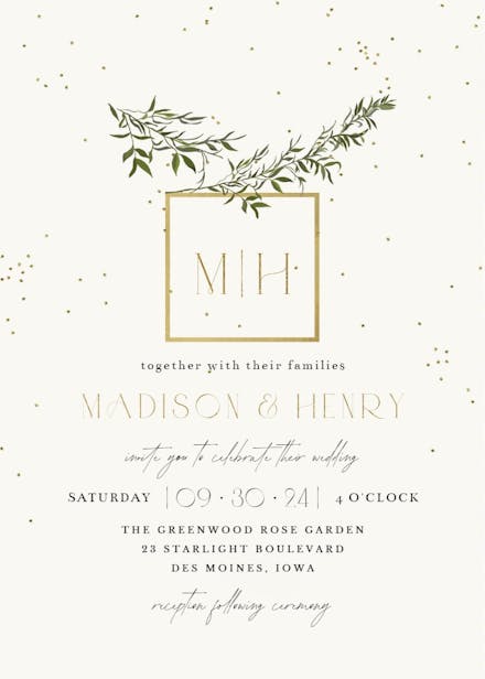 Olive leaves - wedding invitation